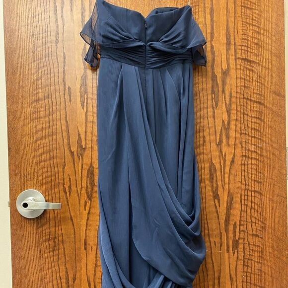 WHITE by Vera‎ Wang strapless navy chiffon greco inspired bridesmaid dress - Picture 10 of 10